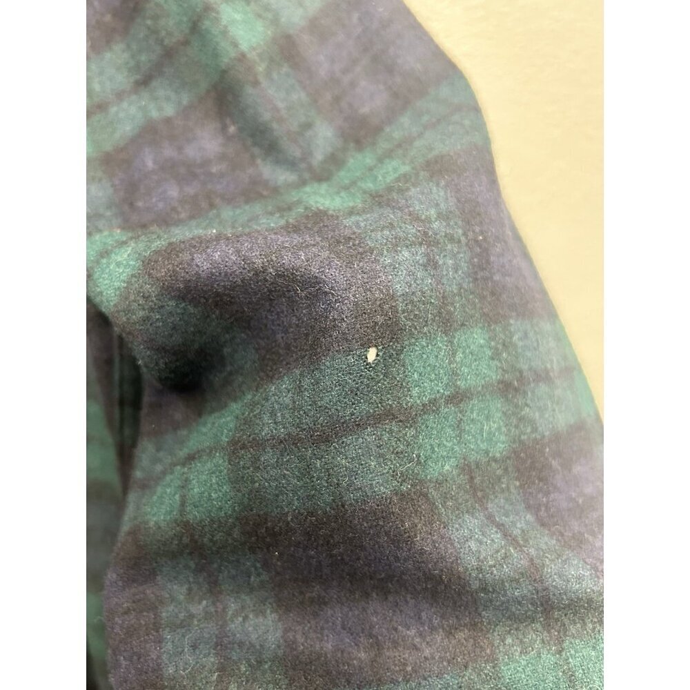 Vtg Pendleton Blazer Jacket Large Green Blue Tartan Plaid Virgin Wool Crest - Picture 9 of 10
